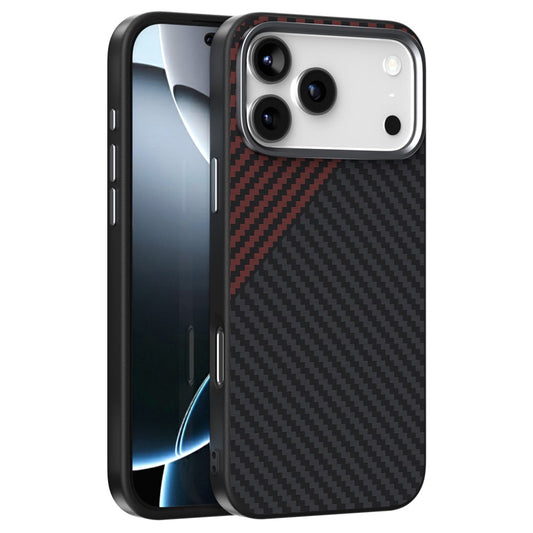 ABEEL For iPhone 17 Pro Max Case Compatible with MagSafe Carbon Fiber Texture Back Cover - Black  /  Red