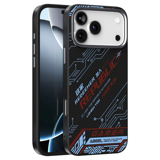 ABEEL For iPhone 17 Pro Max Case Compatible with MagSafe Printed PC TPU Aluminum Alloy Leather Phone Cover - Outstanding No. 4