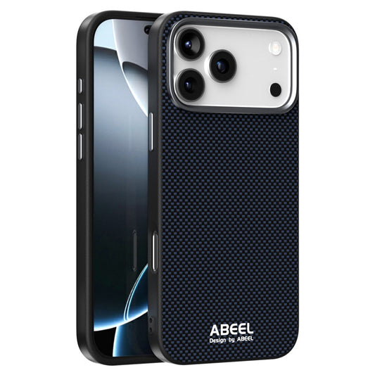 ABEEL For iPhone 17 Pro Max Case Compatible with MagSafe Printed PC TPU Aluminum Alloy Leather Phone Cover - Black
