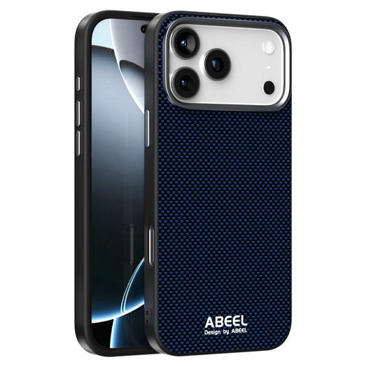 ABEEL For iPhone 17 Pro Max Case Compatible with MagSafe Printed PC TPU Aluminum Alloy Leather Phone Cover - Blue