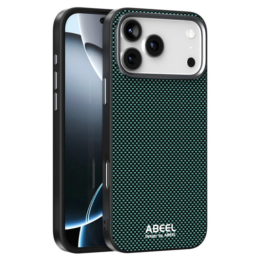 ABEEL For iPhone 17 Pro Max Case Compatible with MagSafe Printed PC TPU Aluminum Alloy Leather Phone Cover - Green