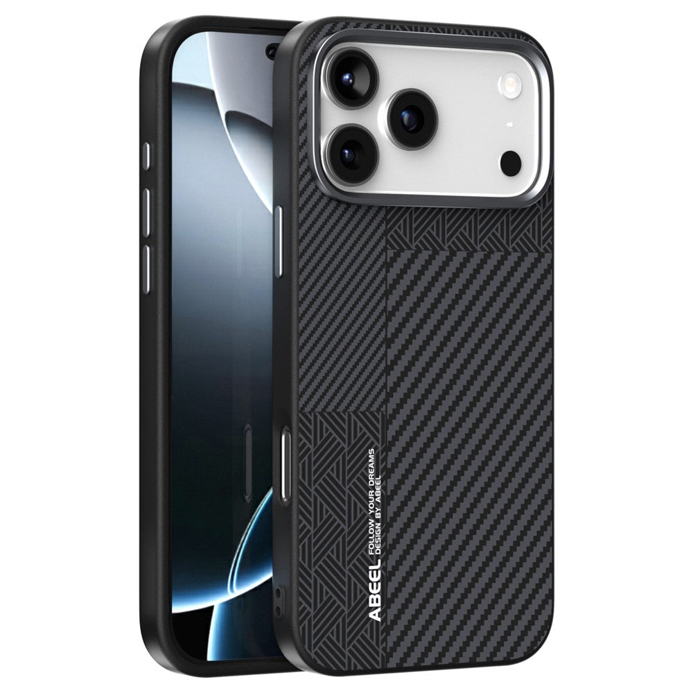 ABEEL For iPhone 17 Pro Max Case PC + TPU + Aluminum Alloy + PU Leather Phone Cover Compatible with MagSafe - Texture 1