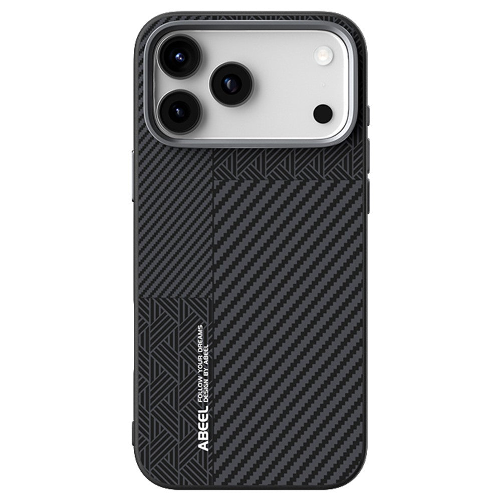 ABEEL For iPhone 17 Pro Max Case PC + TPU + Aluminum Alloy + PU Leather Phone Cover Compatible with MagSafe - Texture 1