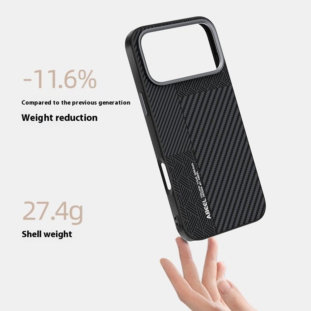 ABEEL For iPhone 17 Pro Max Case PC + TPU + Aluminum Alloy + PU Leather Phone Cover Compatible with MagSafe - Texture 1