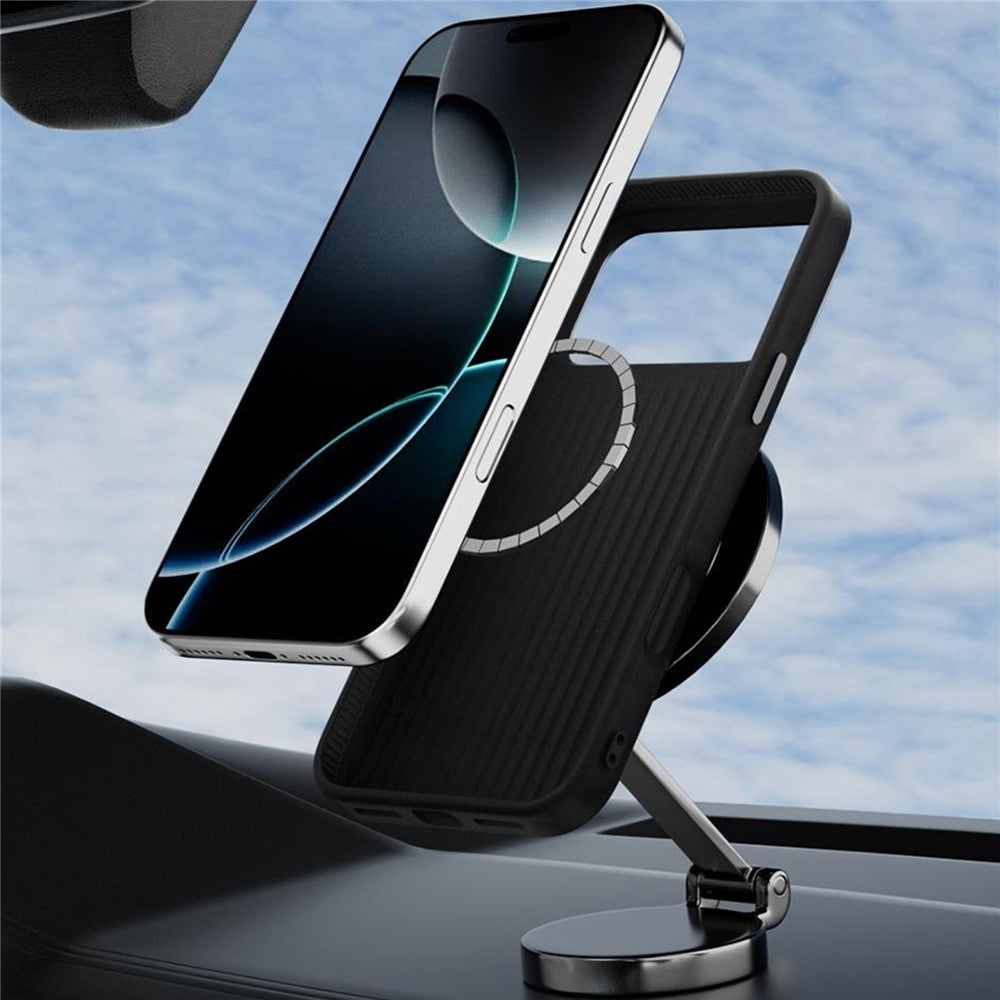 ABEEL For iPhone 17 Pro Max Case PC + TPU + Aluminum Alloy + PU Leather Phone Cover Compatible with MagSafe - Texture 1