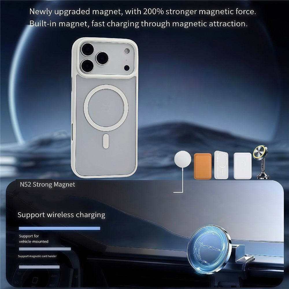 For iPhone 17 Pro Max Magnetic Case Skin Touch TPU Acrylic Phone Back Cover - White