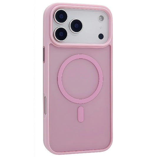 For iPhone 17 Pro Max Magnetic Case Skin Touch TPU Acrylic Phone Back Cover - Pink