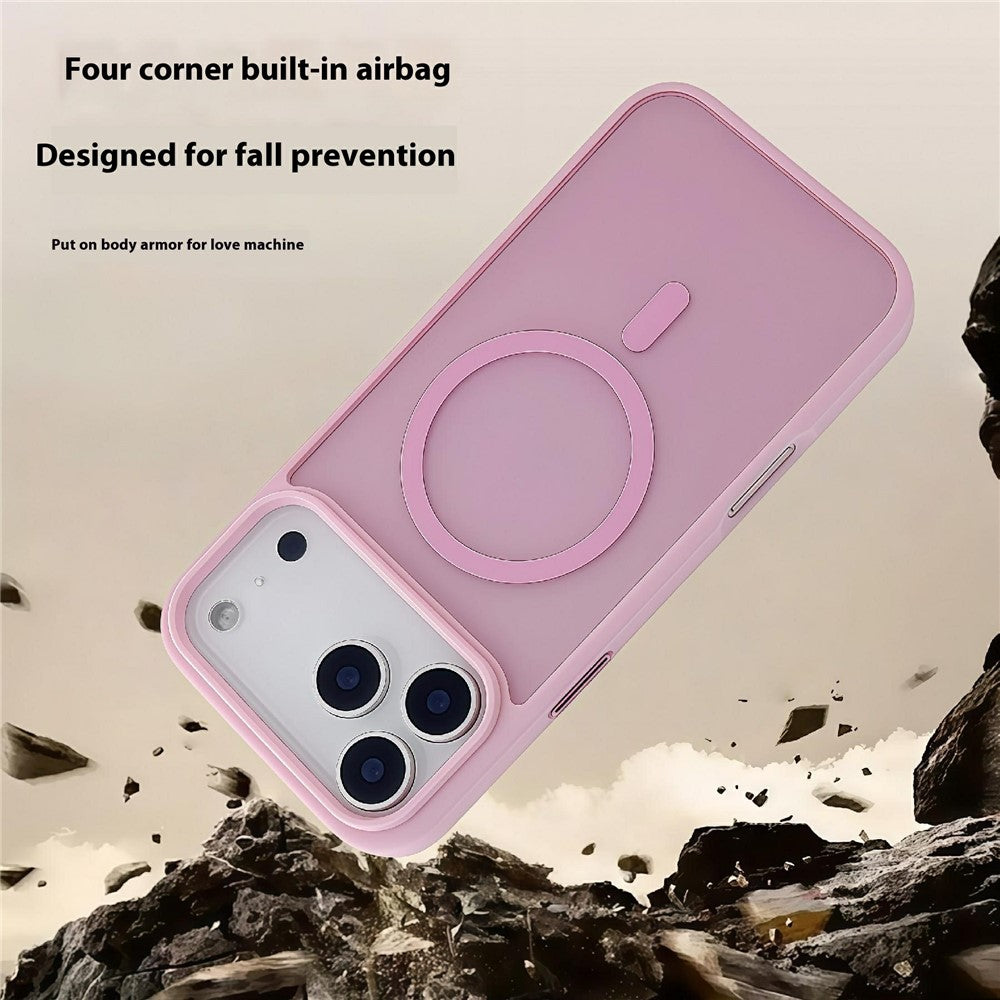 For iPhone 17 Pro Max Magnetic Case Skin Touch TPU Acrylic Phone Back Cover - Pink