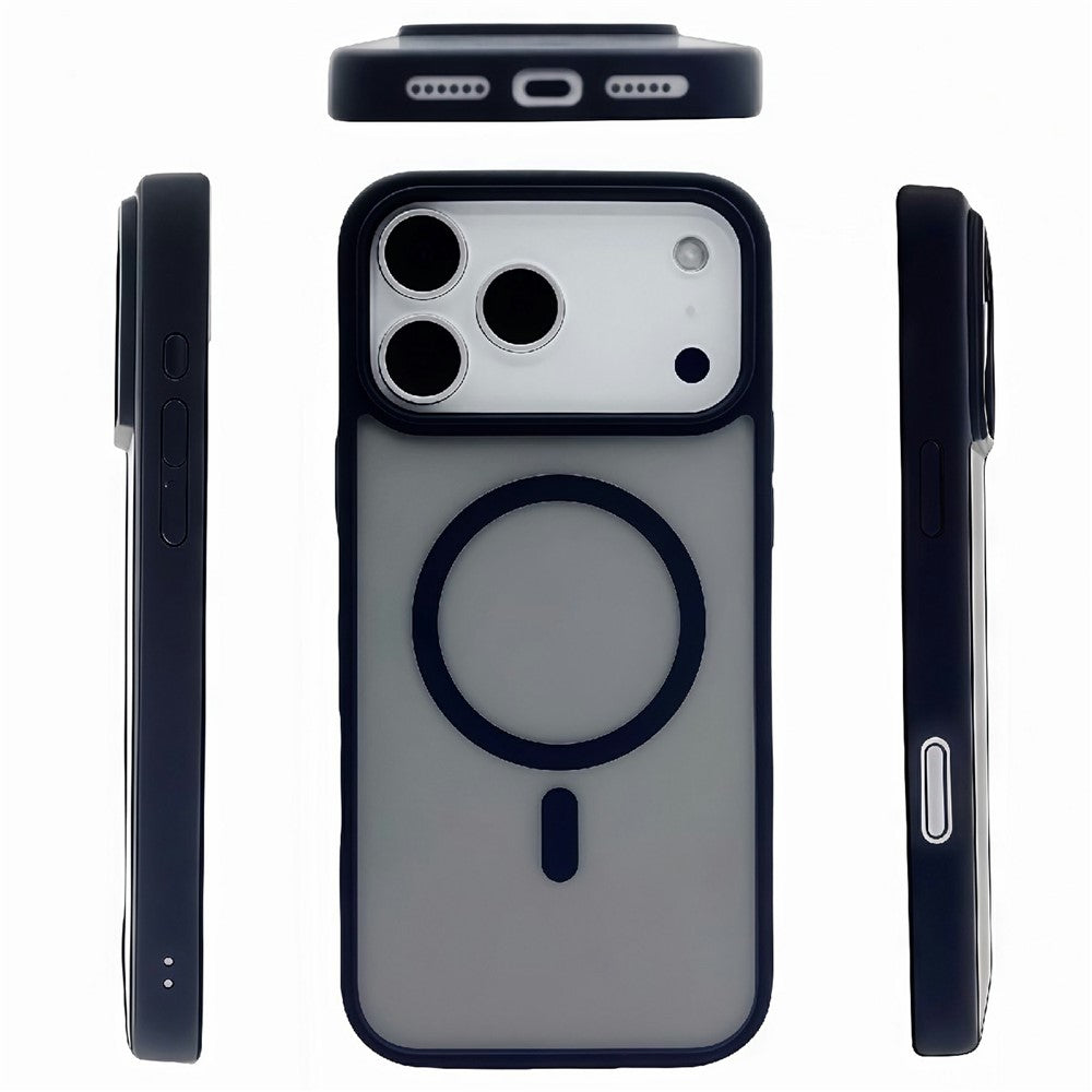 For iPhone 17 Pro Max Magnetic Case Skin Touch TPU Acrylic Phone Back Cover - Black