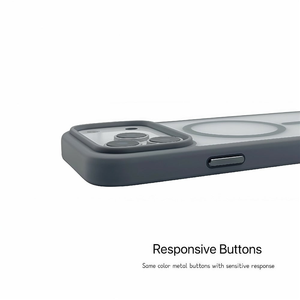 For iPhone 17 Pro Max Magnetic Case Skin Touch TPU Acrylic Phone Back Cover - Grey