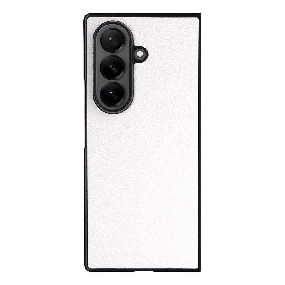 For Samsung Galaxy Z Fold7 5G Case Litchi Texture Leather + Hard PC Phone Cover - White