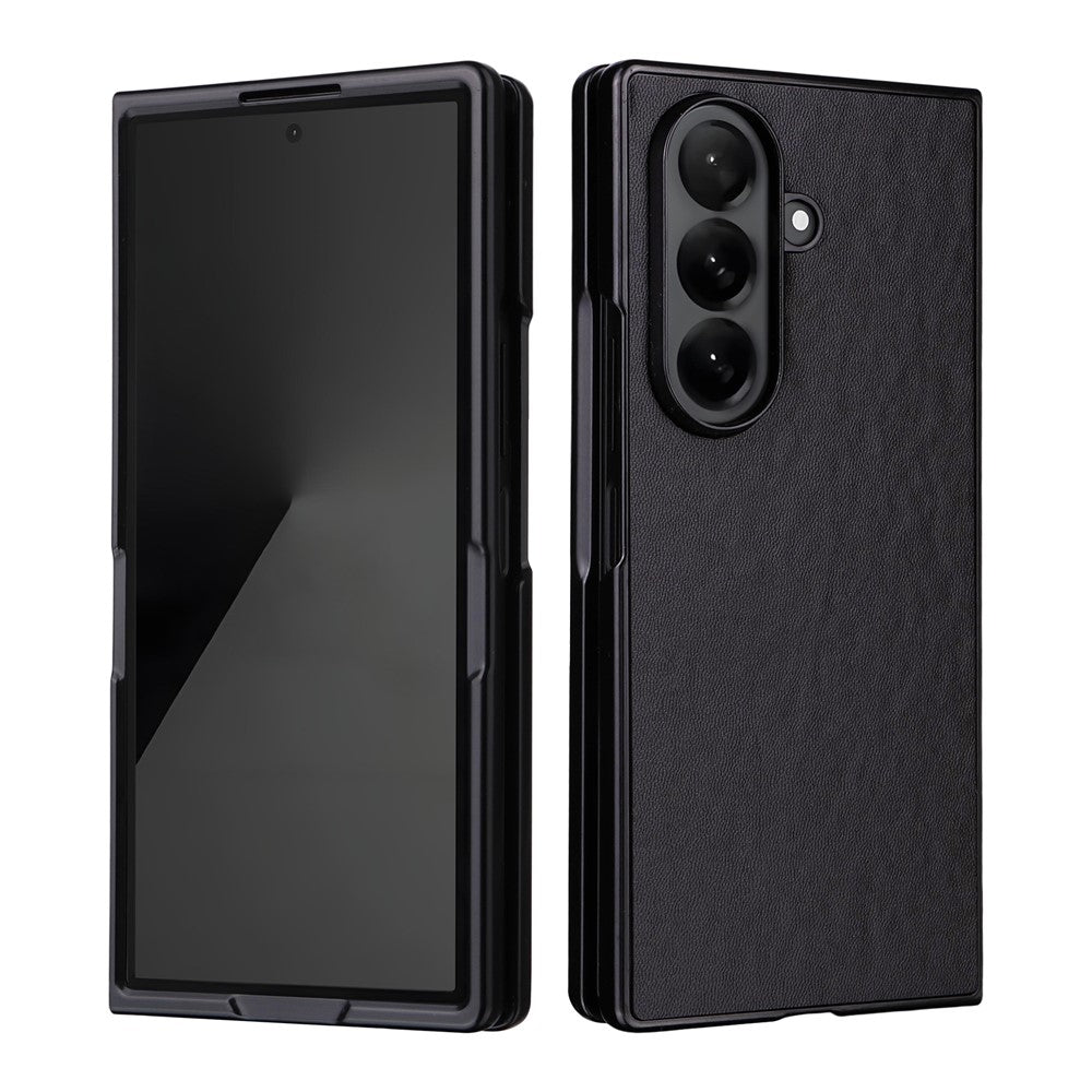 For Samsung Galaxy Z Fold7 5G Case PU Leather Hard PC Protective Phone Cover - Black