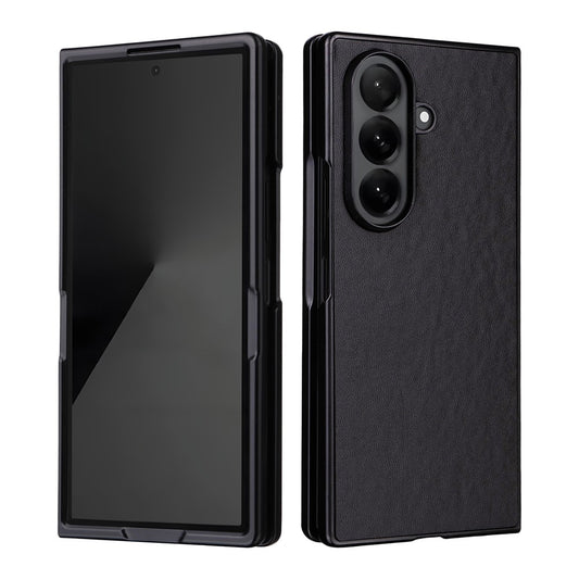 For Samsung Galaxy Z Fold7 5G Case PU Leather Hard PC Protective Phone Cover - Black