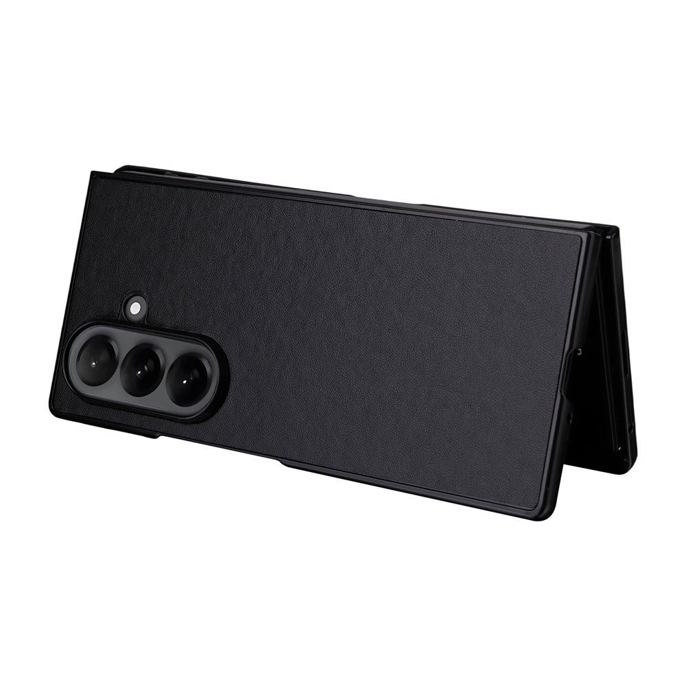For Samsung Galaxy Z Fold7 5G Case PU Leather Hard PC Protective Phone Cover - Black