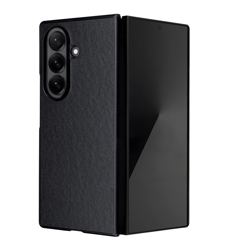 For Samsung Galaxy Z Fold7 5G Case PU Leather Hard PC Protective Phone Cover - Black