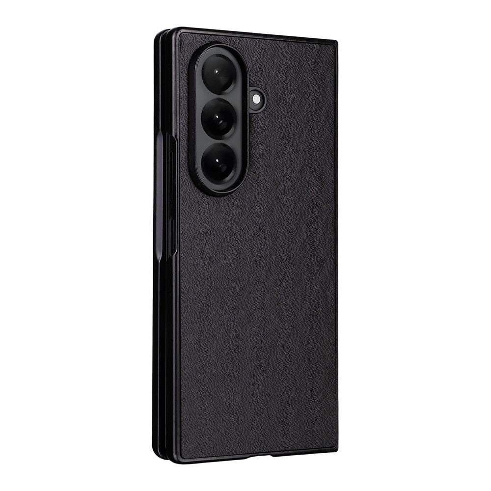 For Samsung Galaxy Z Fold7 5G Case PU Leather Hard PC Protective Phone Cover - Black