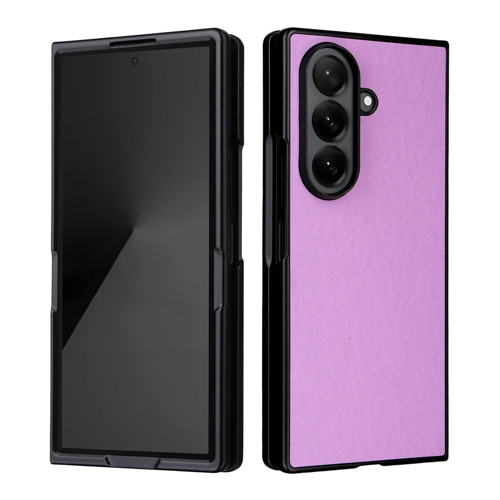 For Samsung Galaxy Z Fold7 5G Case PU Leather Hard PC Protective Phone Cover - Purple