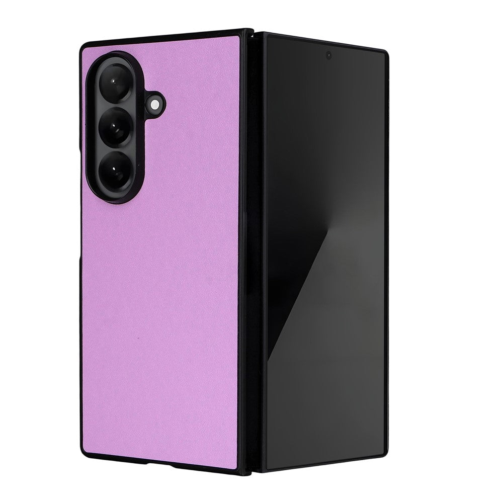 For Samsung Galaxy Z Fold7 5G Case PU Leather Hard PC Protective Phone Cover - Purple