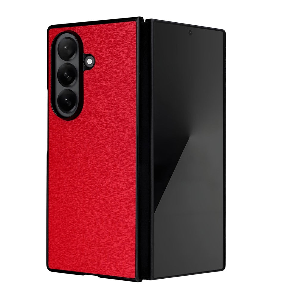 For Samsung Galaxy Z Fold7 5G Case PU Leather Hard PC Protective Phone Cover - Red