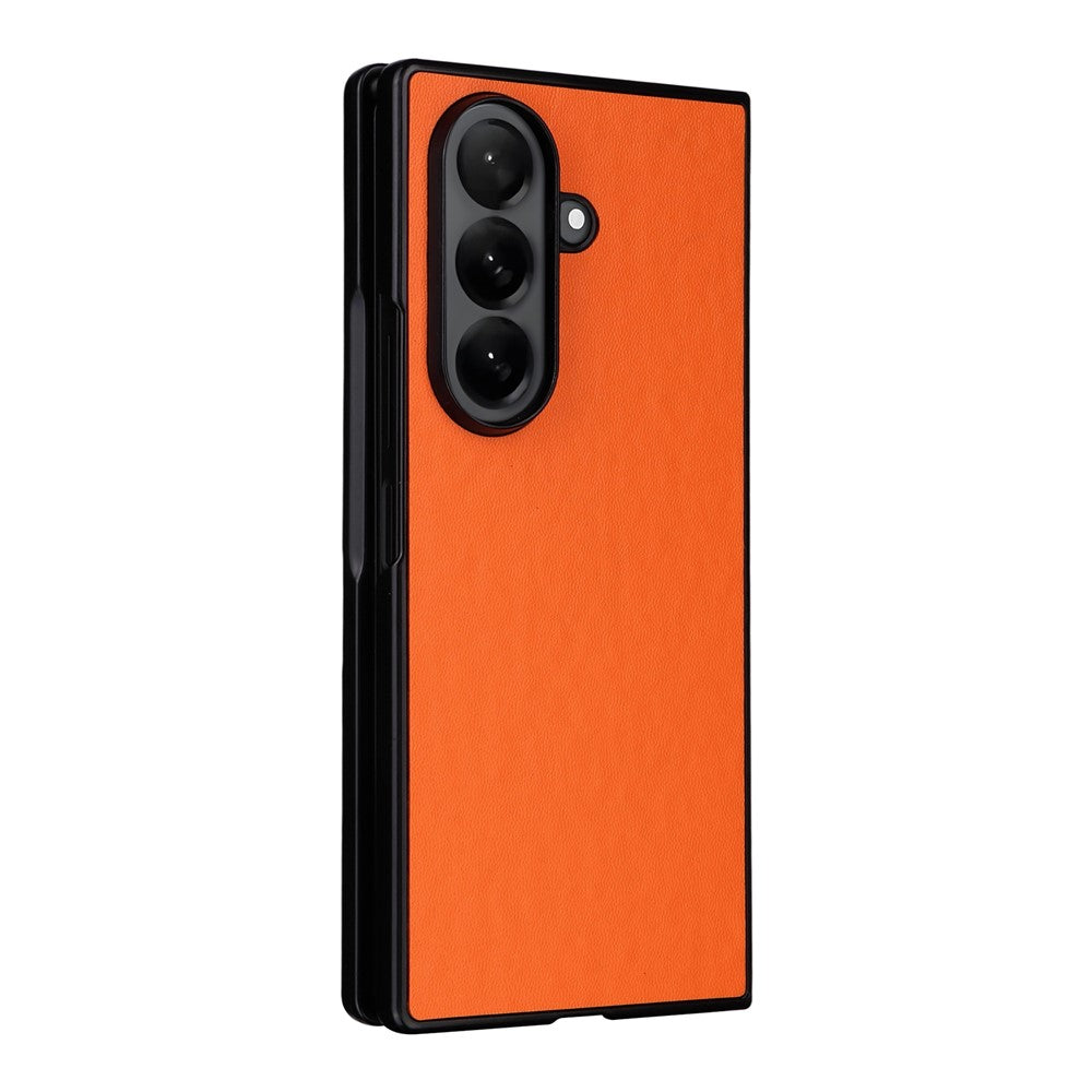 For Samsung Galaxy Z Fold7 5G Case PU Leather Hard PC Protective Phone Cover - Orange