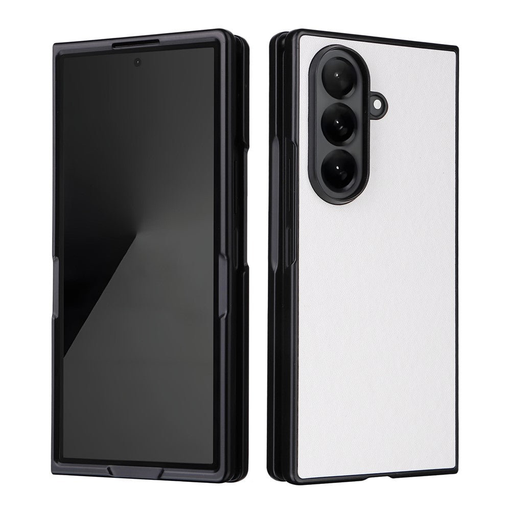 For Samsung Galaxy Z Fold7 5G Case PU Leather Hard PC Protective Phone Cover - White