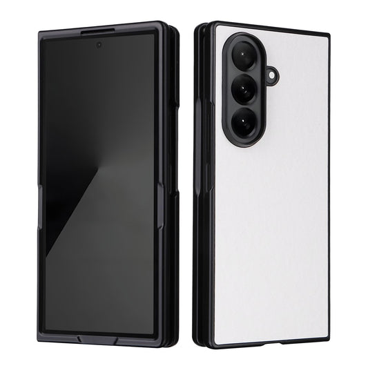 For Samsung Galaxy Z Fold7 5G Case PU Leather Hard PC Protective Phone Cover - White