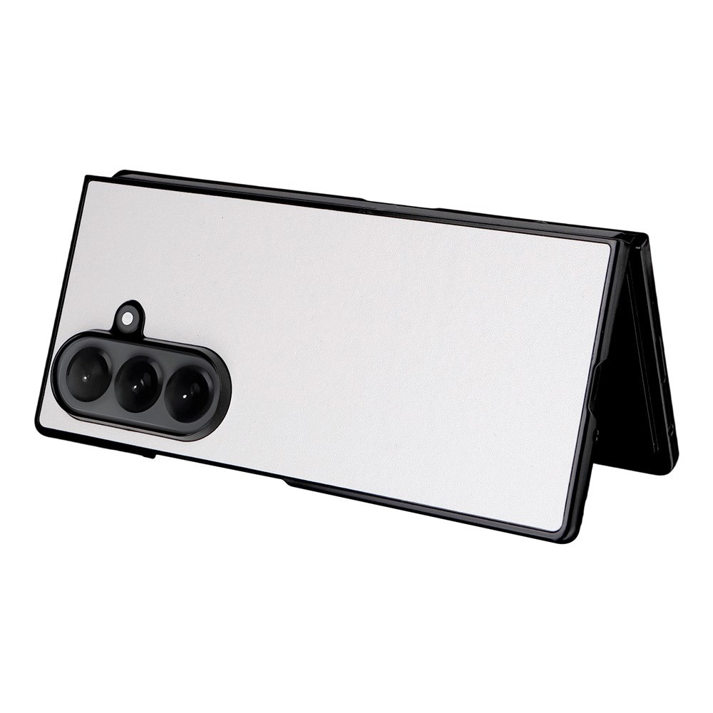 For Samsung Galaxy Z Fold7 5G Case PU Leather Hard PC Protective Phone Cover - White