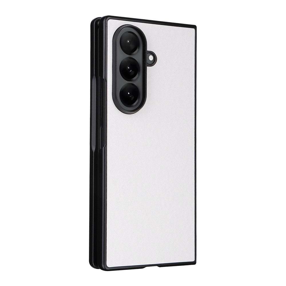 For Samsung Galaxy Z Fold7 5G Case PU Leather Hard PC Protective Phone Cover - White