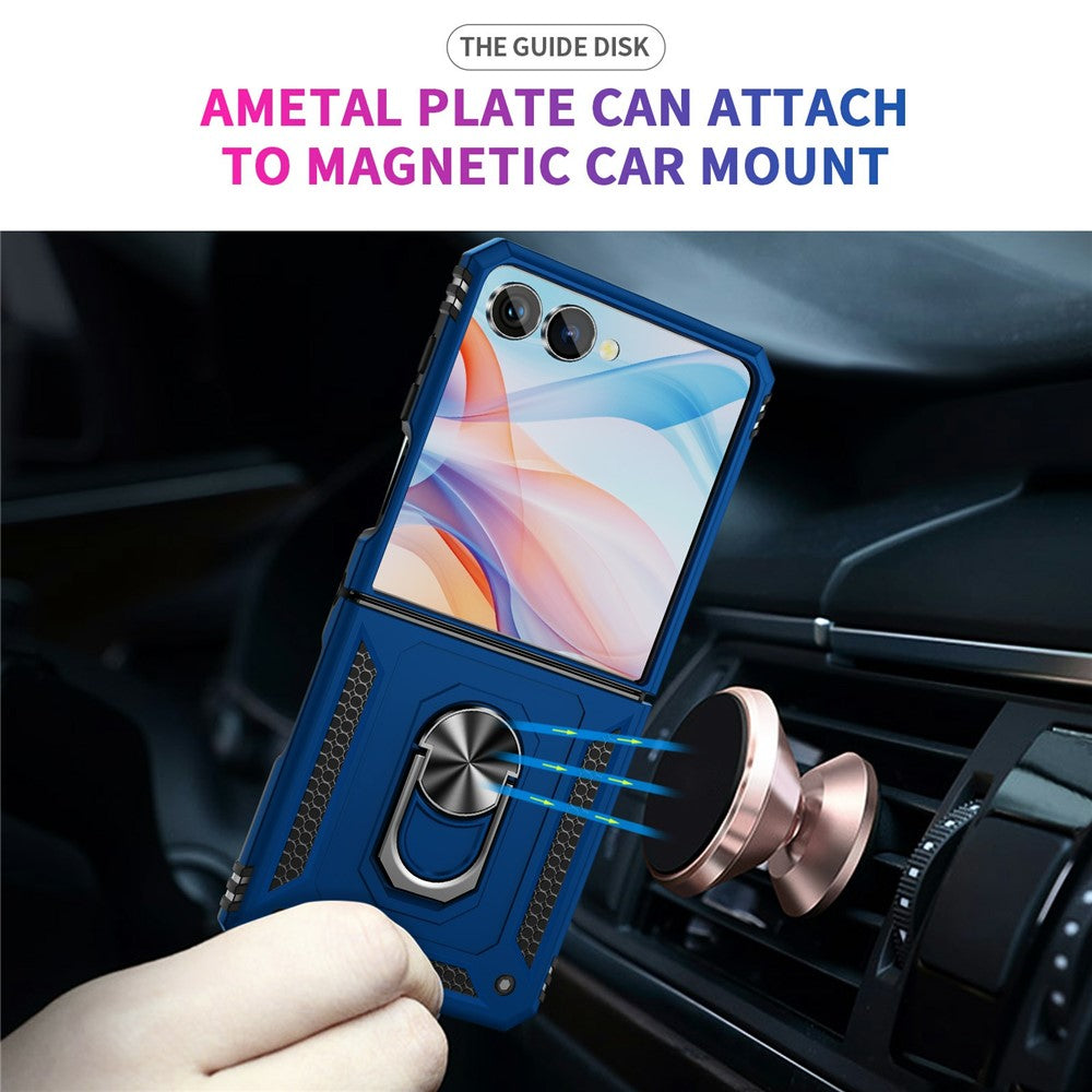 For Samsung Galaxy Z Flip7 5G Case TPU + PC Phone Cover with Ring Kickstand Drop Protection - Blue