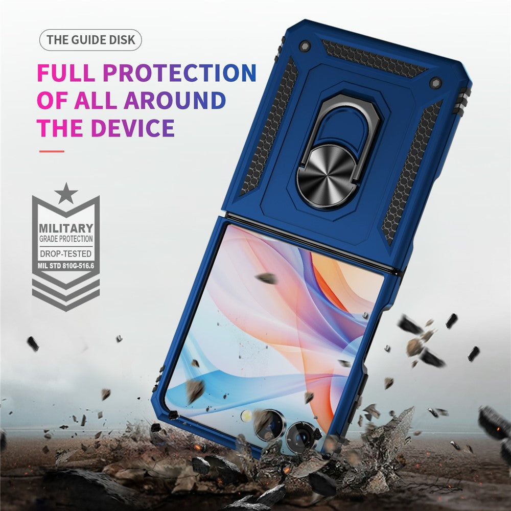 For Samsung Galaxy Z Flip7 5G Case TPU + PC Phone Cover with Ring Kickstand Drop Protection - Blue