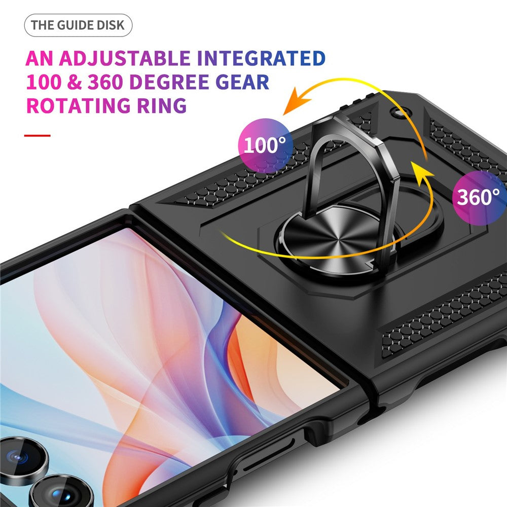 For Samsung Galaxy Z Flip7 5G Case TPU + PC Phone Cover with Ring Kickstand Drop Protection - Black