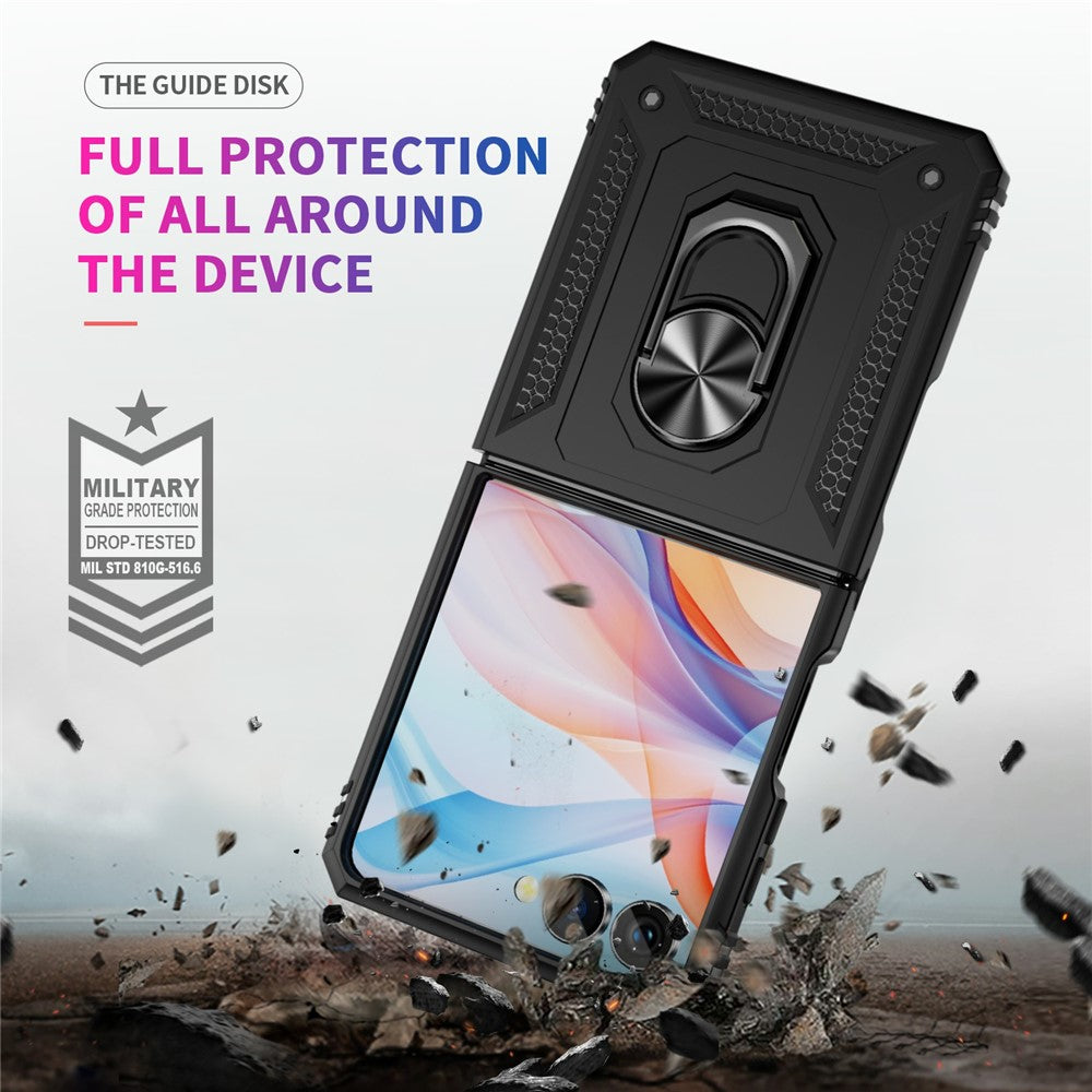 For Samsung Galaxy Z Flip7 5G Case TPU + PC Phone Cover with Ring Kickstand Drop Protection - Black