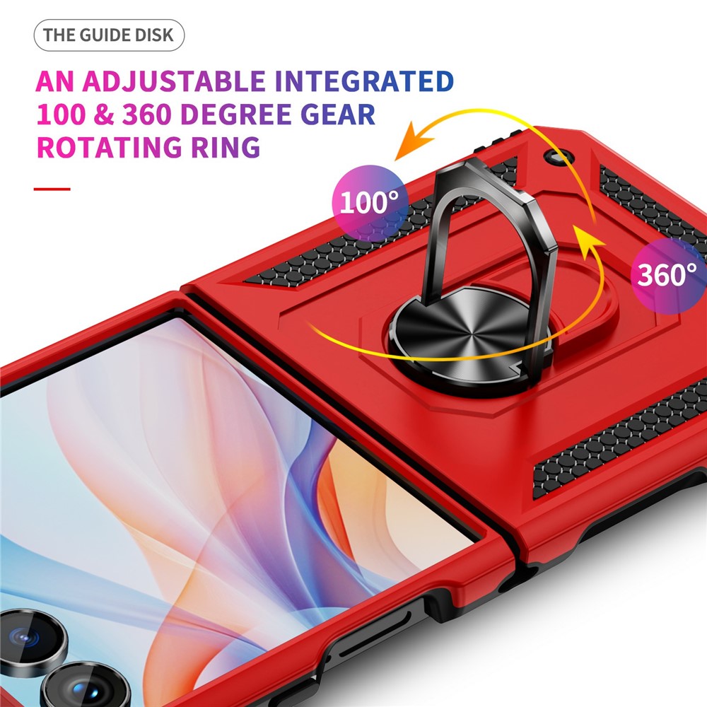 For Samsung Galaxy Z Flip7 5G Case TPU + PC Phone Cover with Ring Kickstand Drop Protection - Red
