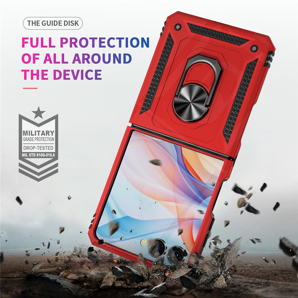 For Samsung Galaxy Z Flip7 5G Case TPU + PC Phone Cover with Ring Kickstand Drop Protection - Red