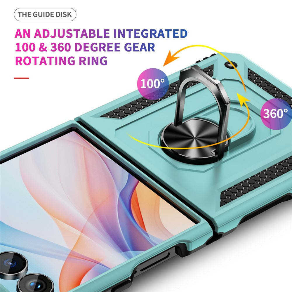 For Samsung Galaxy Z Flip7 5G Case TPU + PC Phone Cover with Ring Kickstand Drop Protection - Grey Green