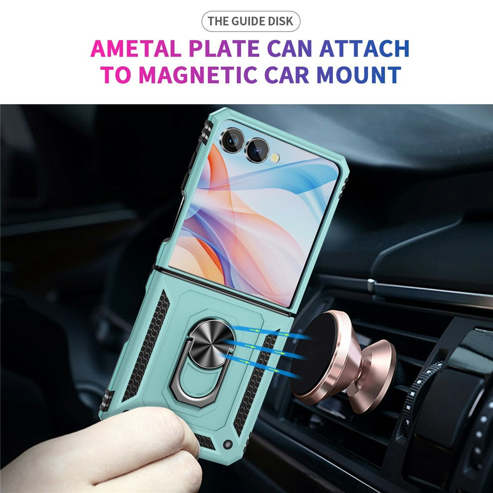 For Samsung Galaxy Z Flip7 5G Case TPU + PC Phone Cover with Ring Kickstand Drop Protection - Grey Green