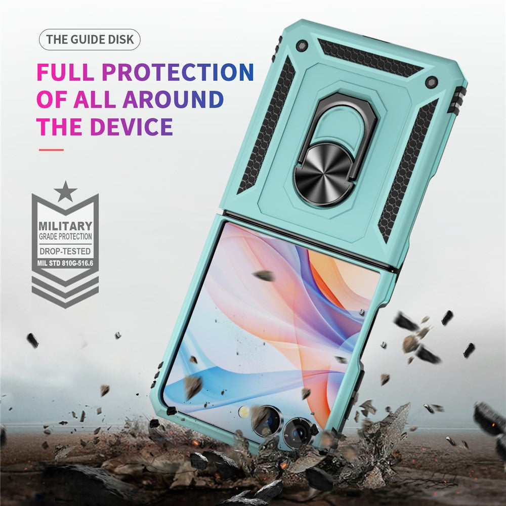 For Samsung Galaxy Z Flip7 5G Case TPU + PC Phone Cover with Ring Kickstand Drop Protection - Grey Green