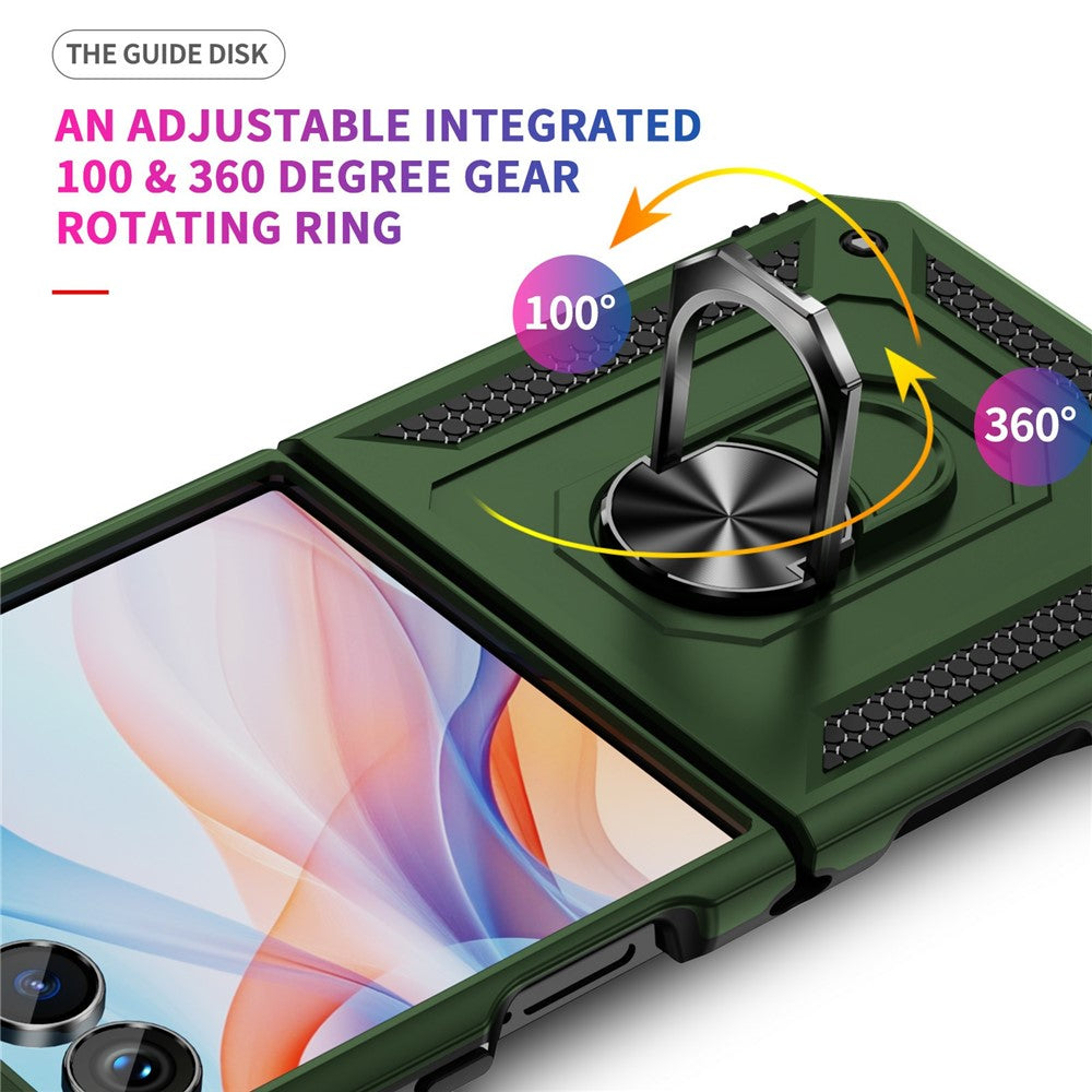 For Samsung Galaxy Z Flip7 5G Case TPU + PC Phone Cover with Ring Kickstand Drop Protection - Army Green