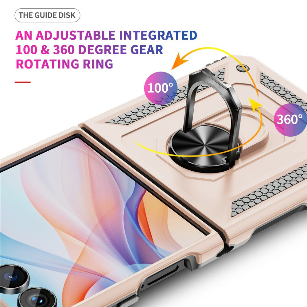 For Samsung Galaxy Z Flip7 5G Case TPU + PC Phone Cover with Ring Kickstand Drop Protection - Apricot