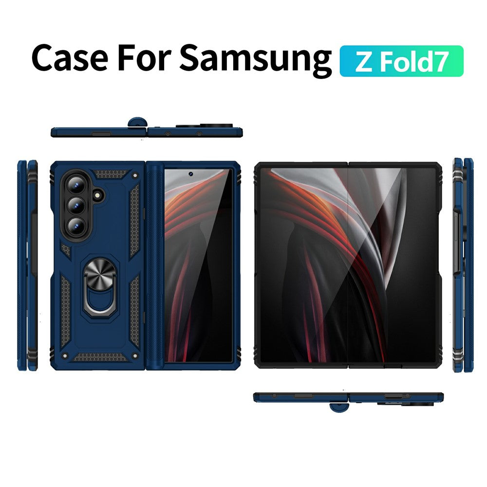 For Samsung Galaxy Z Fold7 5G Case PC + TPU Phone Cover with Kickstand - Blue