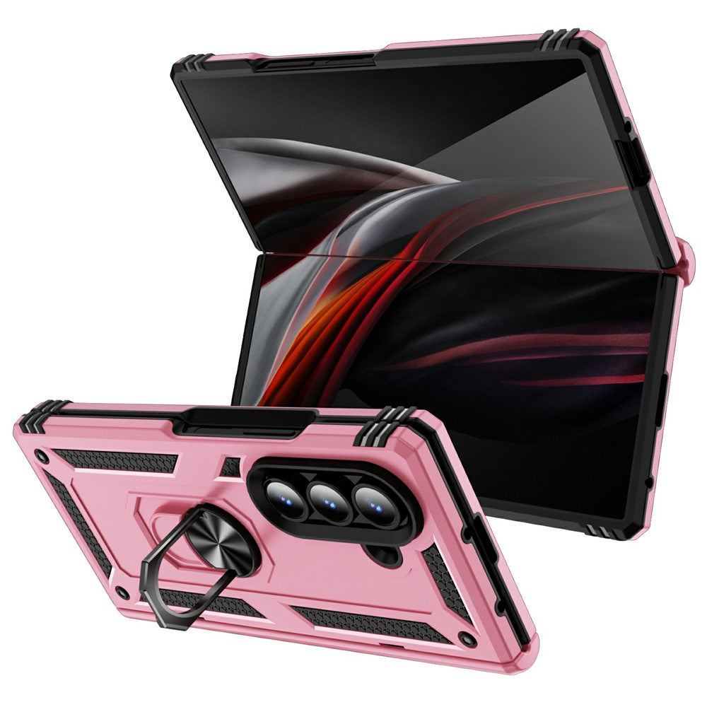 For Samsung Galaxy Z Fold7 5G Case PC + TPU Phone Cover with Kickstand - Pink