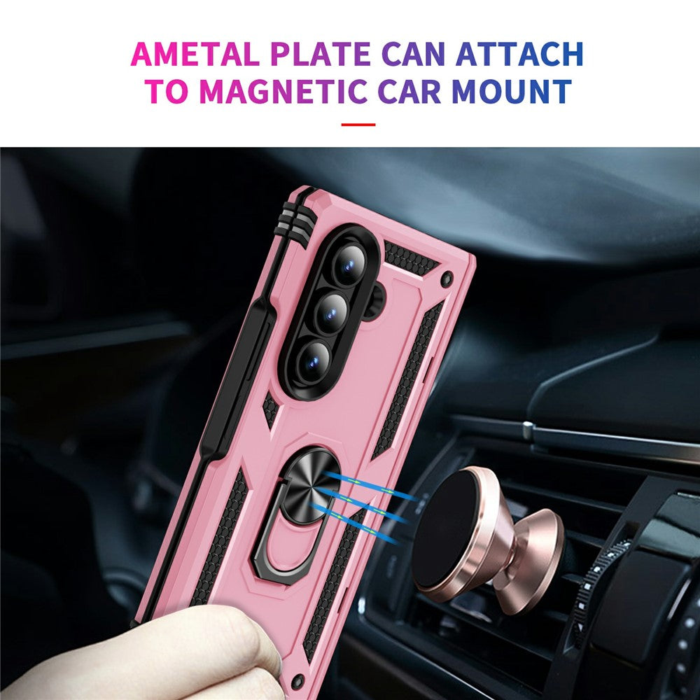 For Samsung Galaxy Z Fold7 5G Case PC + TPU Phone Cover with Kickstand - Pink