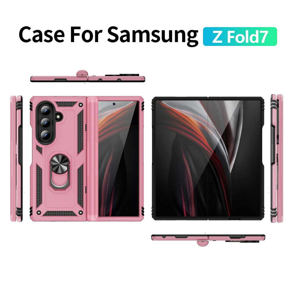 For Samsung Galaxy Z Fold7 5G Case PC + TPU Phone Cover with Kickstand - Pink