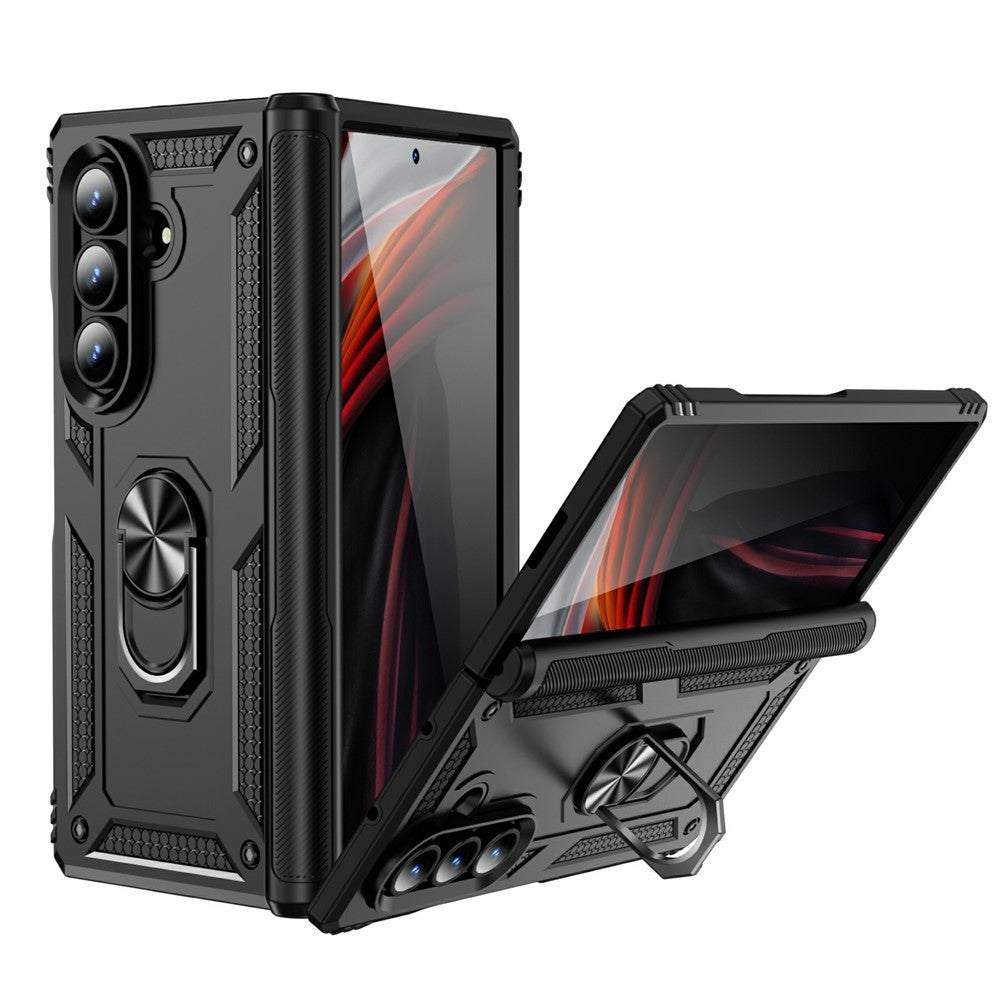 For Samsung Galaxy Z Fold7 5G Case PC + TPU Phone Cover with Kickstand - Black