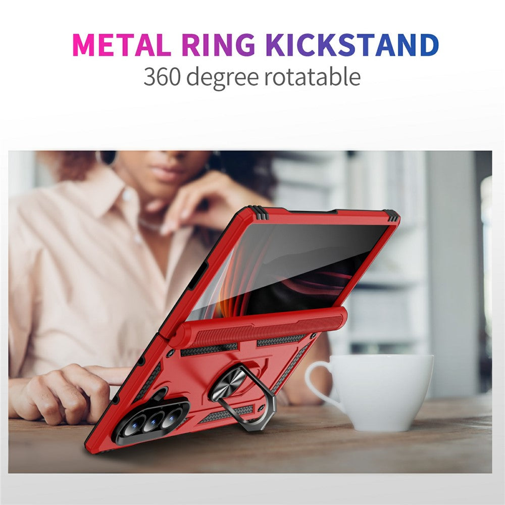 For Samsung Galaxy Z Fold7 5G Case PC + TPU Phone Cover with Kickstand - Red