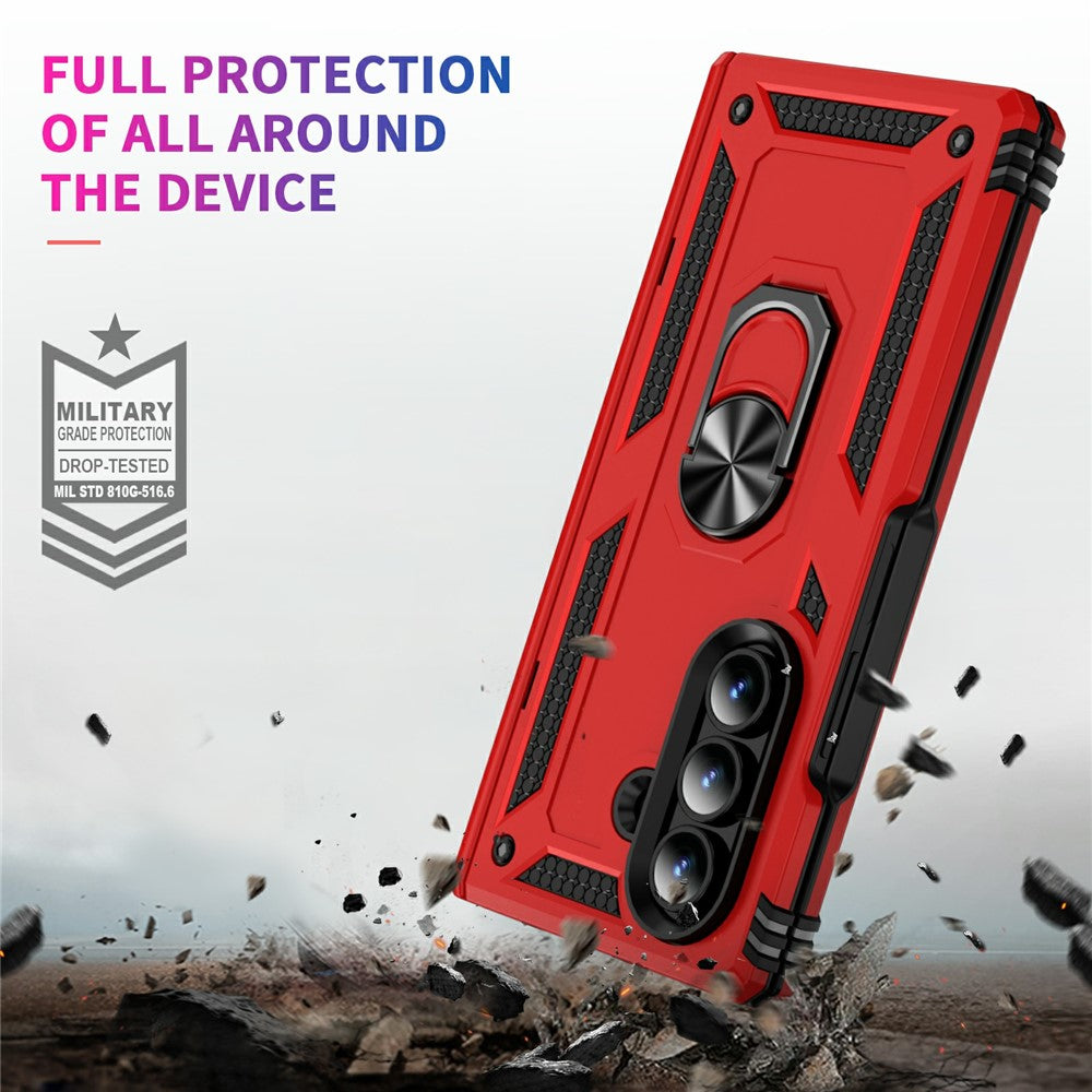 For Samsung Galaxy Z Fold7 5G Case PC + TPU Phone Cover with Kickstand - Red