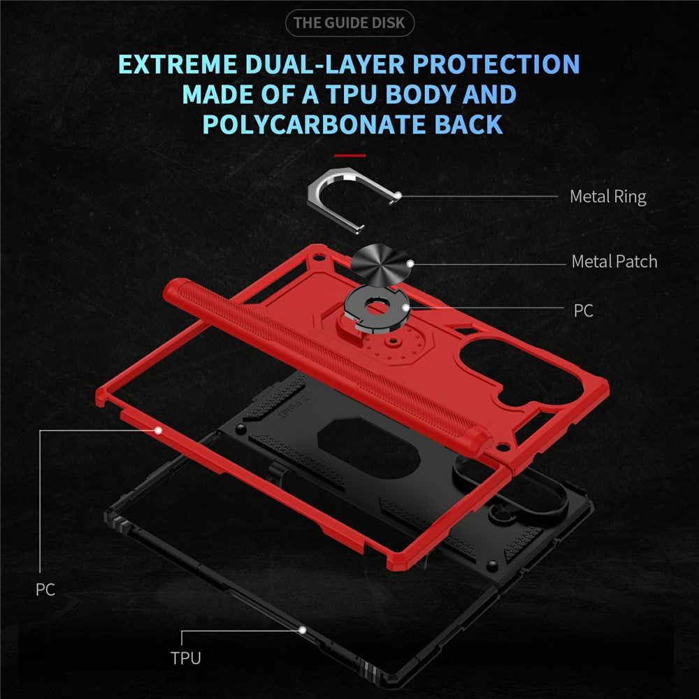 For Samsung Galaxy Z Fold7 5G Case PC + TPU Phone Cover with Kickstand - Red