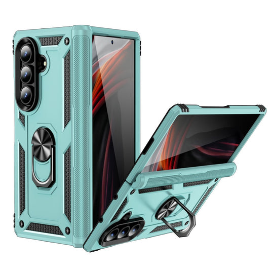 For Samsung Galaxy Z Fold7 5G Case PC + TPU Phone Cover with Kickstand - Grey Green