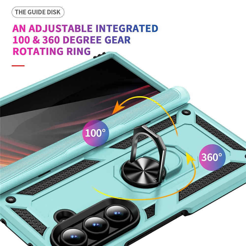 For Samsung Galaxy Z Fold7 5G Case PC + TPU Phone Cover with Kickstand - Grey Green