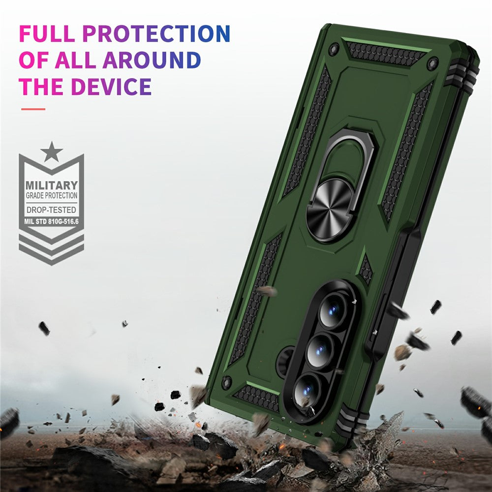 For Samsung Galaxy Z Fold7 5G Case PC + TPU Phone Cover with Kickstand - Army Green